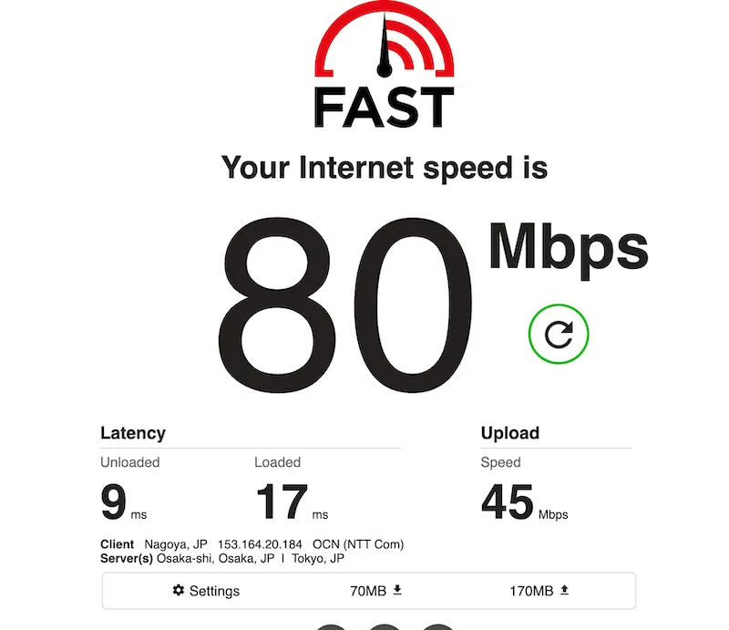 プロントWi-Fi速度